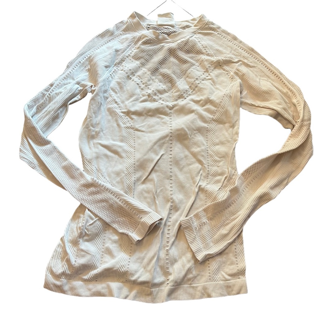 Athleta XL Long Sleeve Off-White Workout Top